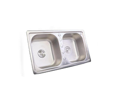 Sifin Steel 2 Drains sink stainless steel 88x50cms